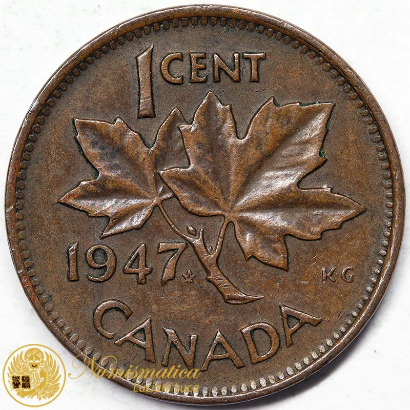 CANADA 1 Cent 1947 Maple Leaf Giorgio VI #6646