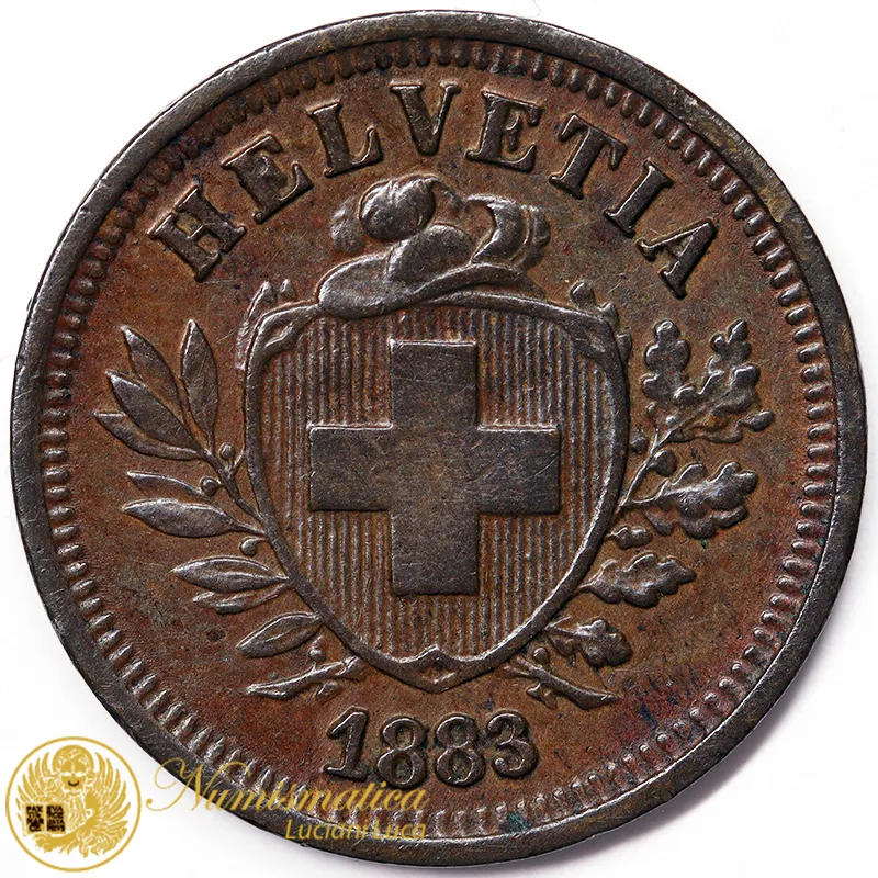 SVIZZERA 1 RAPPEN 1883 B croce larga Spl #6735