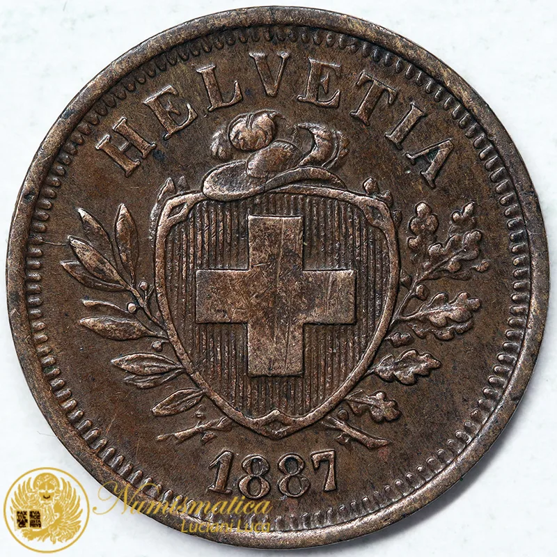 SVIZZERA 1 RAPPEN 1887 B croce larga Spl #6796