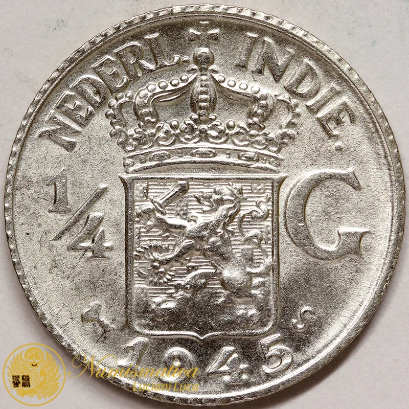 Indie Olandesi 1/4 Gulden 1945 S argento #3359