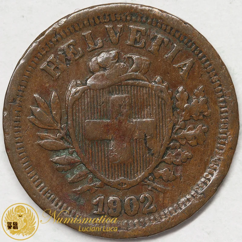 SVIZZERA 1 RAPPEN 1902 B croce stretta RARA MB #6912