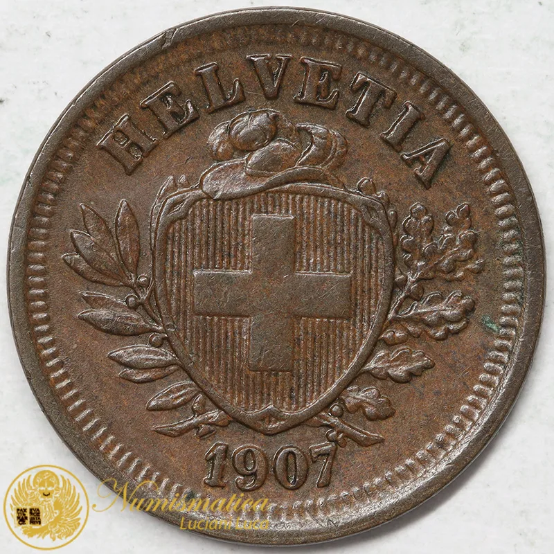SVIZZERA 1 RAPPEN 1907 B croce stretta Spl #6943