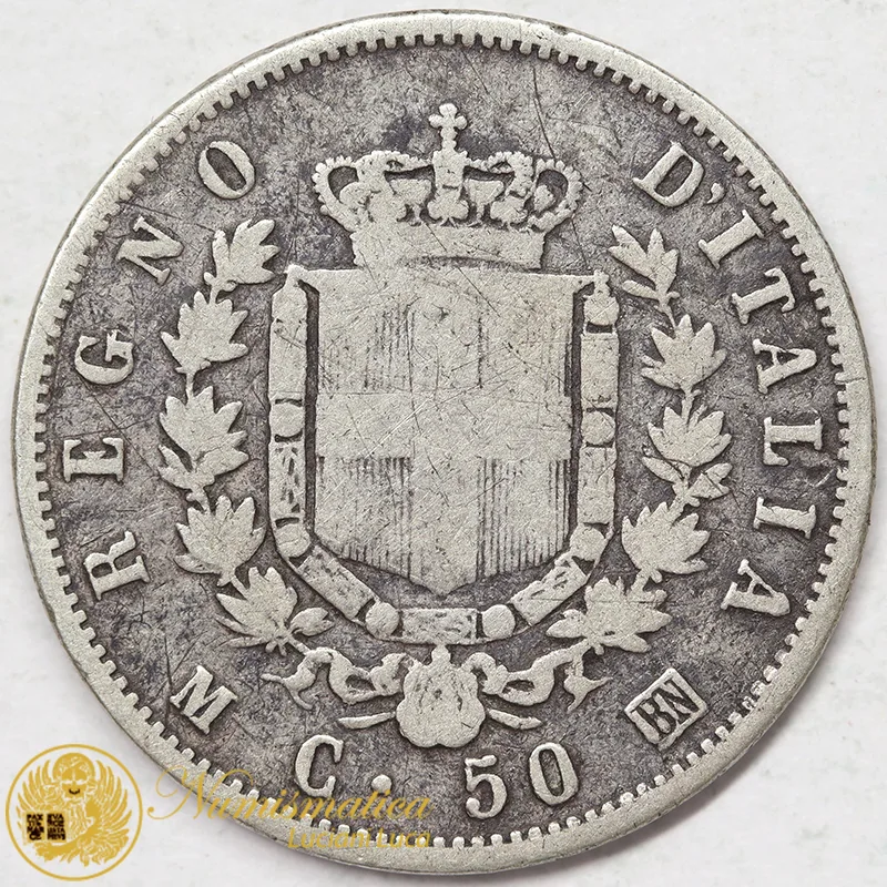 VITTORIO EMANUELE II 50 CENTESIMI 1863 M ARGENTO #6954