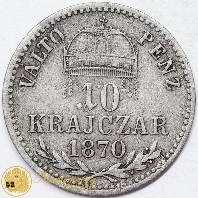 UNGHERIA 10 Krajcar 1870 KB Ag #6964