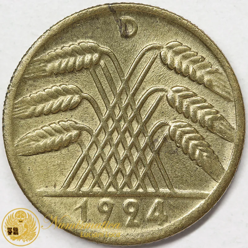 GERMANIA 10 RENTENPFENNIG 1924 D WEIMAR #6998