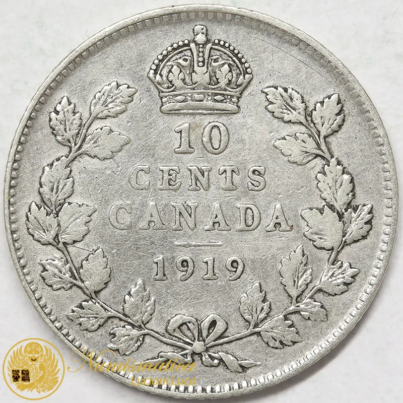 CANADA 10 Cents 1919 Giorgio V argento #7002