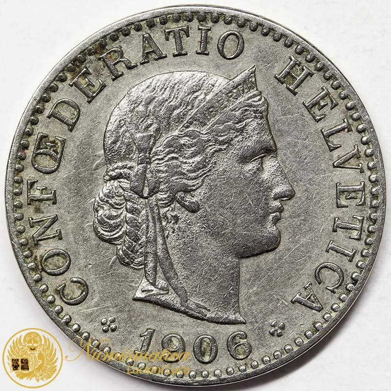 SVIZZERA 20 RAPPEN 1906 B nichel BB #7061