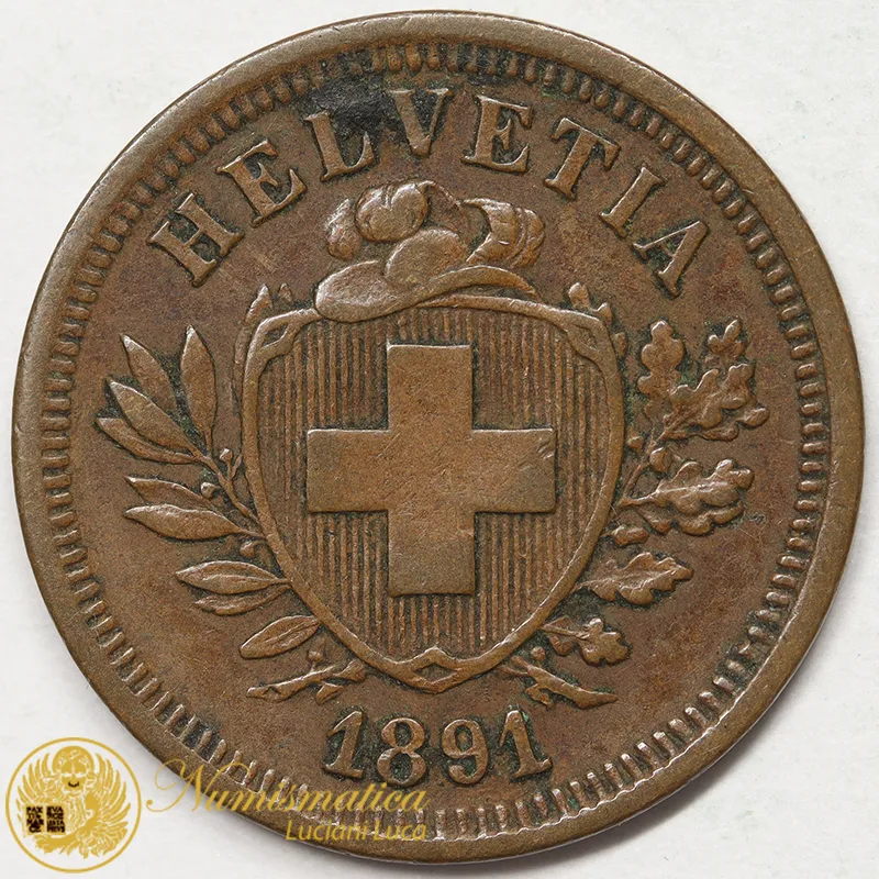 SVIZZERA 1 RAPPEN 1891 B croce larga #7068