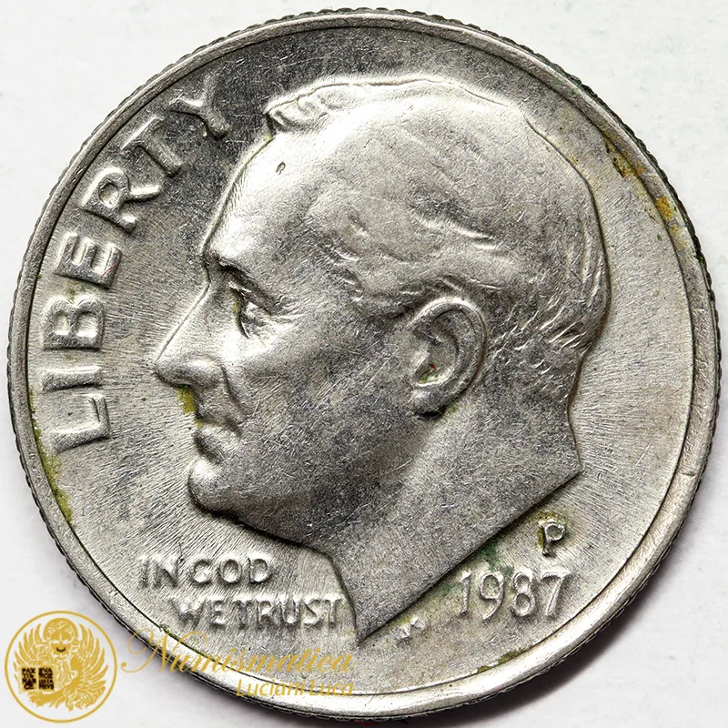 STATI UNITI 1 DIME 1987 P ROOSEVELT #7075
