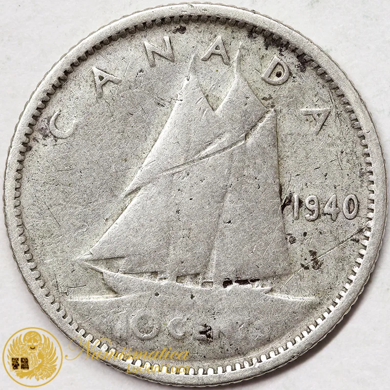 Canada 10 Cents 1940 Giorgio VI argento #3490