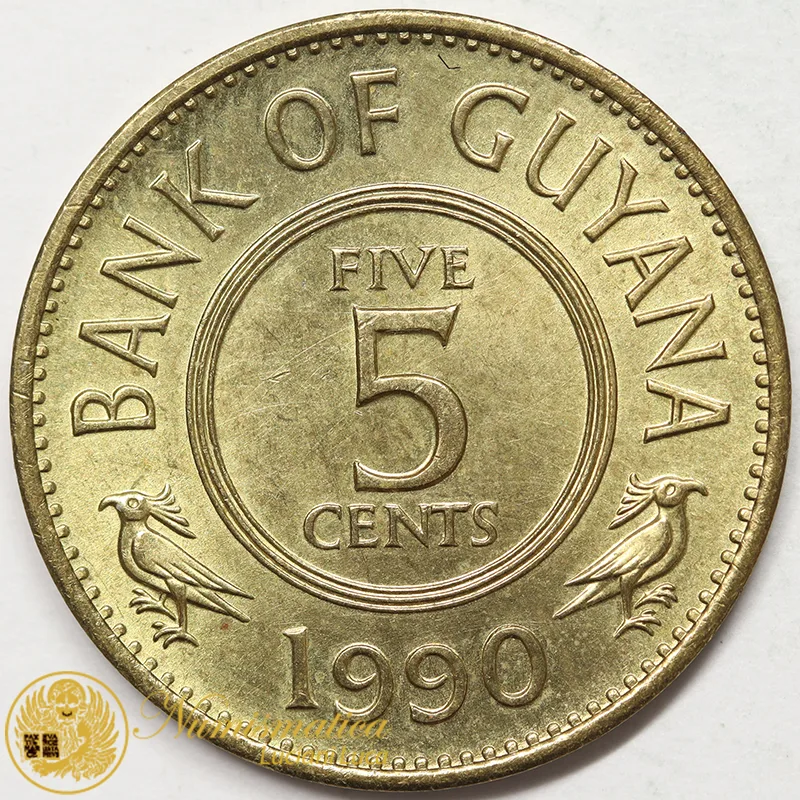GUYANA 5 CENTS 1990 #7080