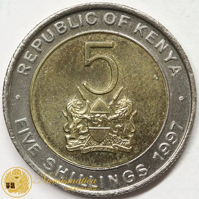 KENYA 5 SHILLINGS 1997 PRESIDENTE DANIEL TOROITICH ARAP MOI bimetallico #7086