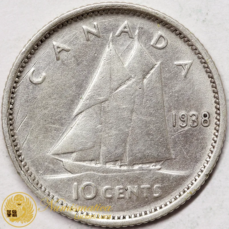 Canada 10 Cents 1938 Giorgio VI argento #3504