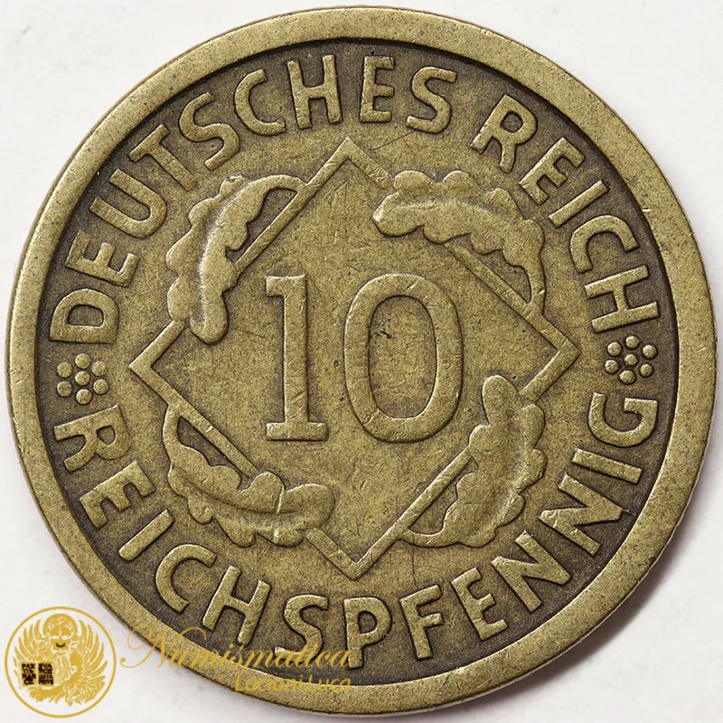 GERMANIA 10 REICHSPFENNIG 1924 J WEIMAR #3546