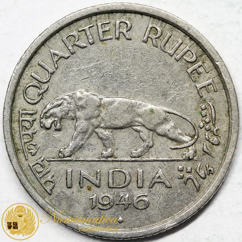 INDIA 1/4 Rupia 1946 Giorgio VI #7156