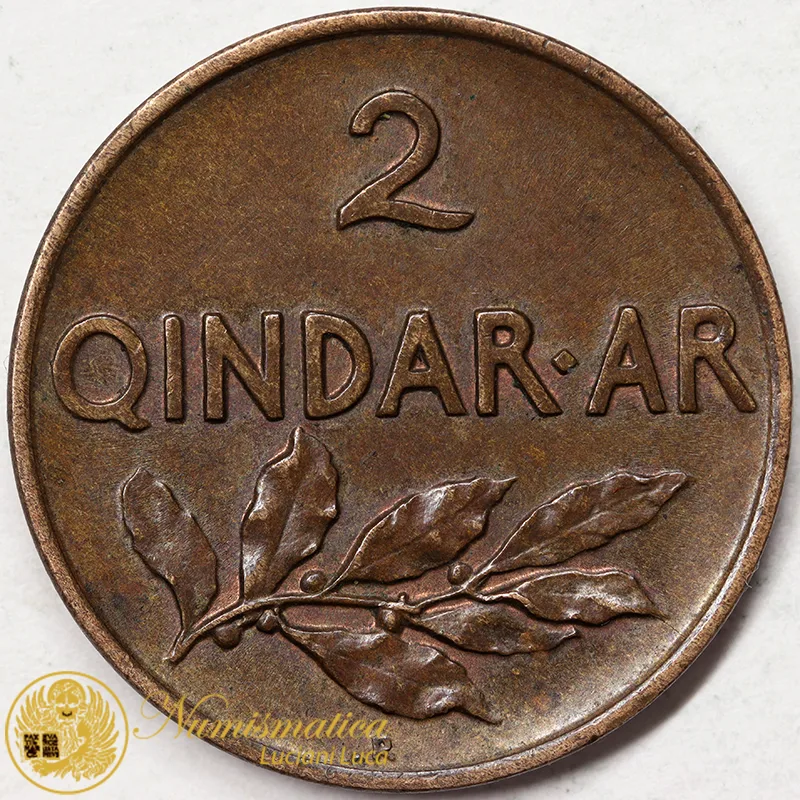 ALBANIA 2 QINDAR 1935 Zog I  #3568