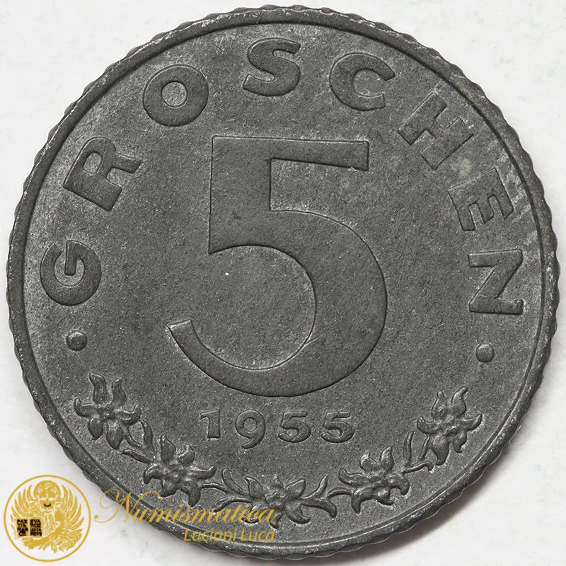 AUSTRIA 5 GROSCHEN 1955 #7196