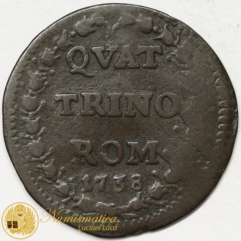 STATO PONTIFICIO Clemente XII 1730-40 Quattrino Romano 1738 #7201