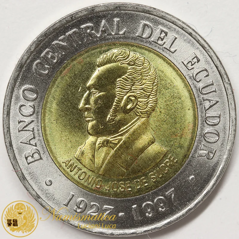 Ecuador 100 Sucres 1997 Antonio Jose de Sucre Bimetallico #3589