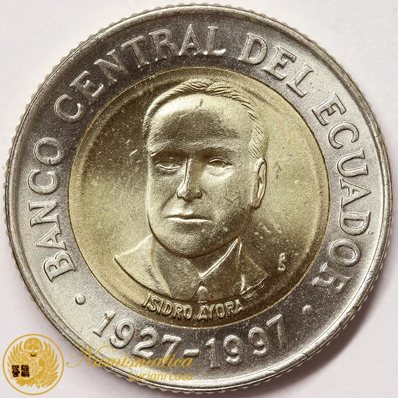 Ecuador 500 Sucres 1997 Isidro Ayora Bimetallico #3592