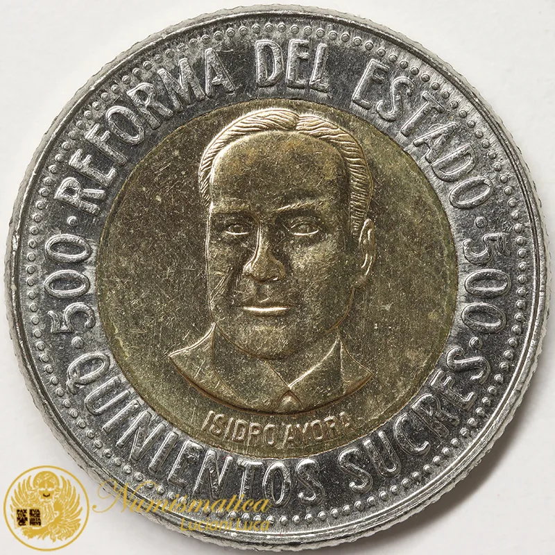 Ecuador 500 Sucres 1995 Isidro Ayora Bimetallico #3594