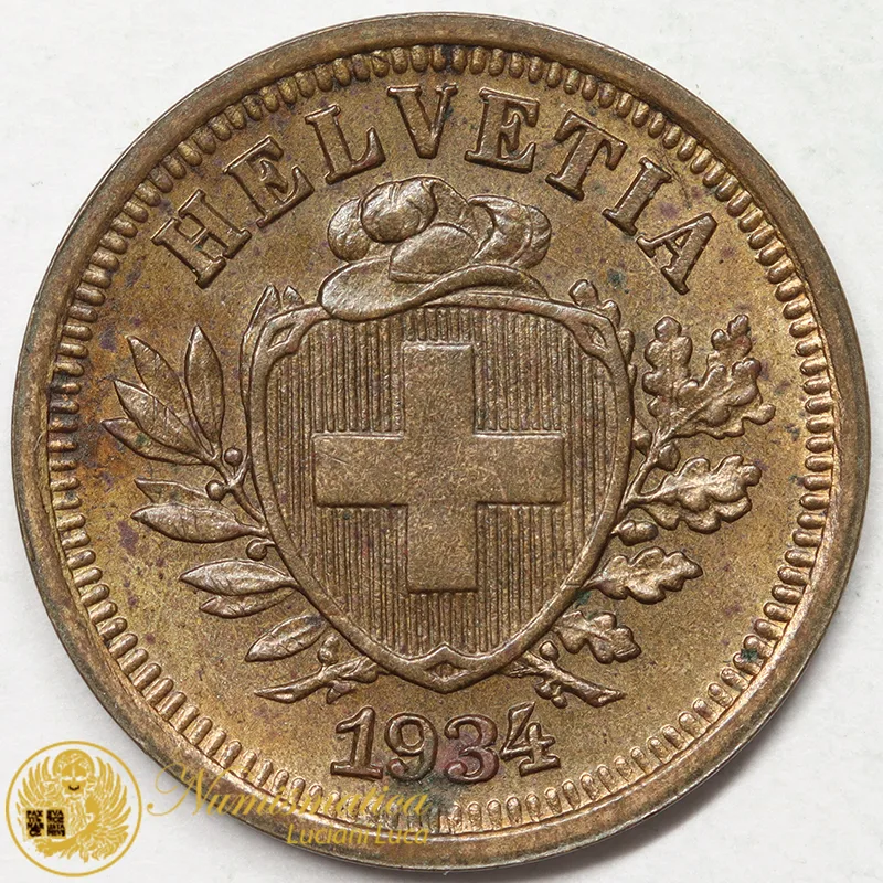 SVIZZERA 1 RAPPEN 1934 croce stretta Spl #7267