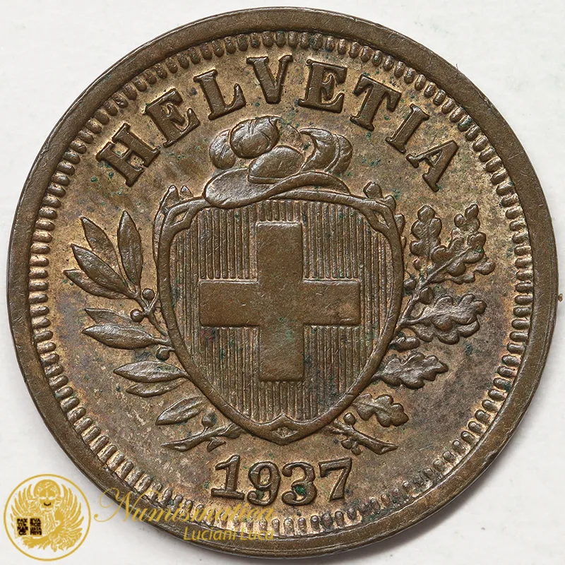SVIZZERA 1 RAPPEN 1937 croce stretta Spl #7273