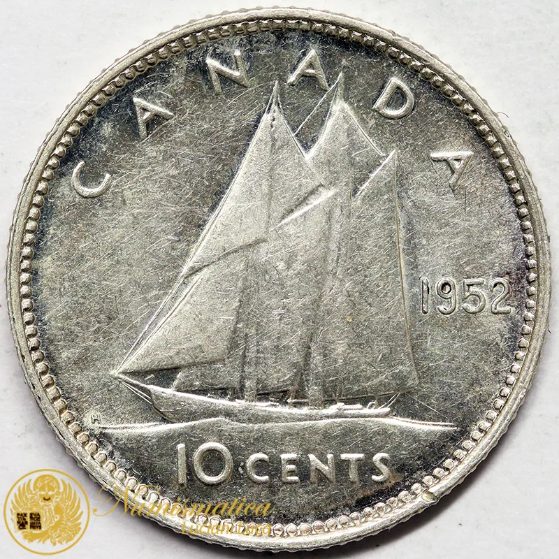 Canada 10 Cents 1952 Giorgio VI argento #7280