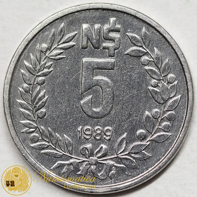 URUGUAY 5 NUEVOS PESOS 1989 #7289