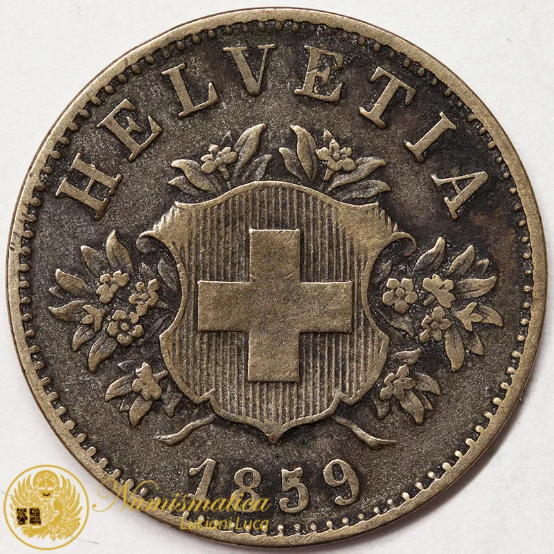 SVIZZERA 20 RAPPEN 1859 BILLON #3727