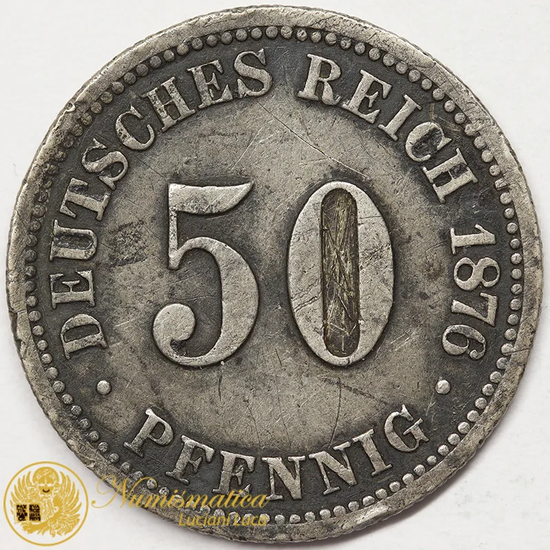 GERMANIA 50 PFENNIG 1876 B IMPERO KAISERREICH BB #7482