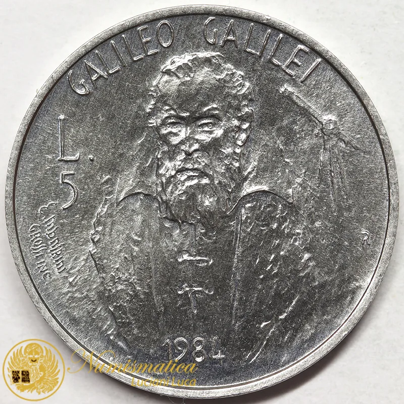 SAN MARINO 5 Lire 1984 Galileo Galilei #7490