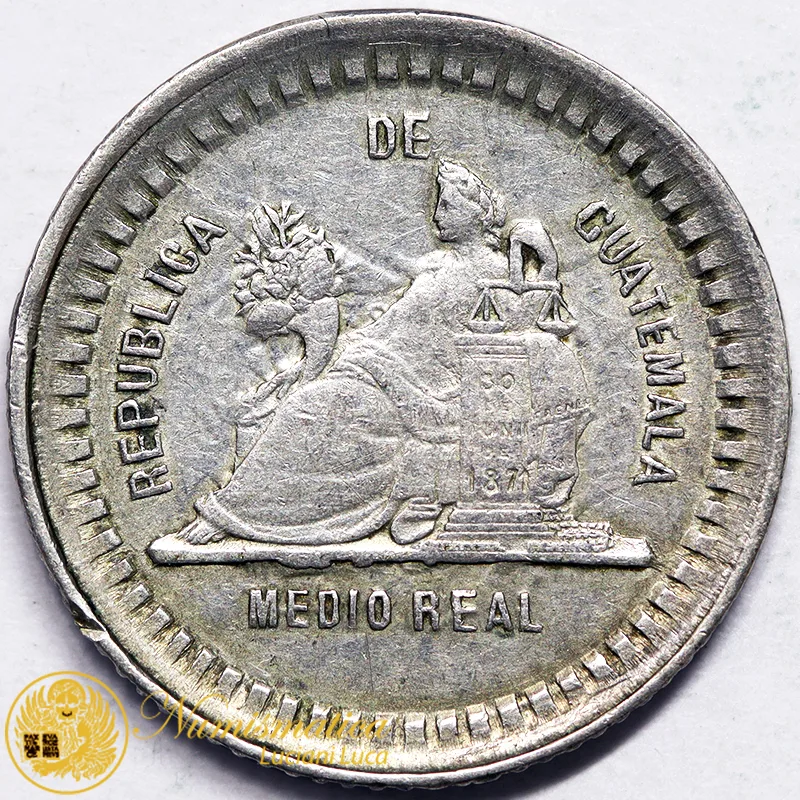 Guatemala 1/2 Medio Real 1889 argento #7495