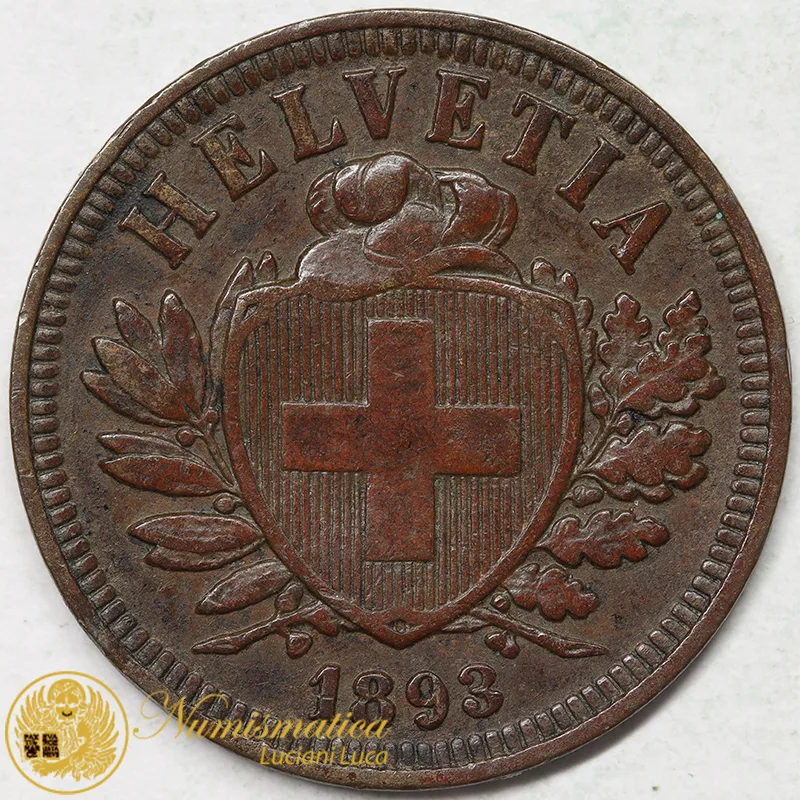 SVIZZERA 2 RAPPEN 1893 B croce stretta BB #7522