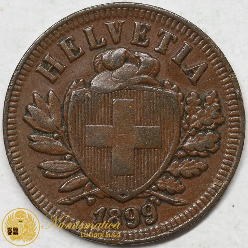 SVIZZERA 2 RAPPEN 1899 B croce stretta BB #7563