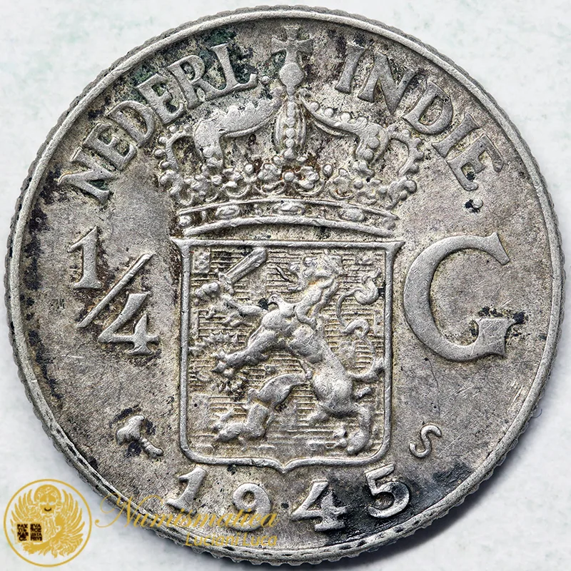 INDIE OLANDESI 1/4 Gulden 1945 S argento #7577
