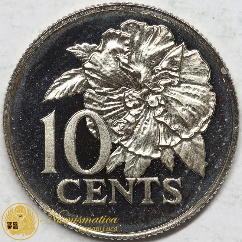 TRINIDAD AND TOBAGO 10 CENTS 1976 FLAMING HIBISCUS #7582