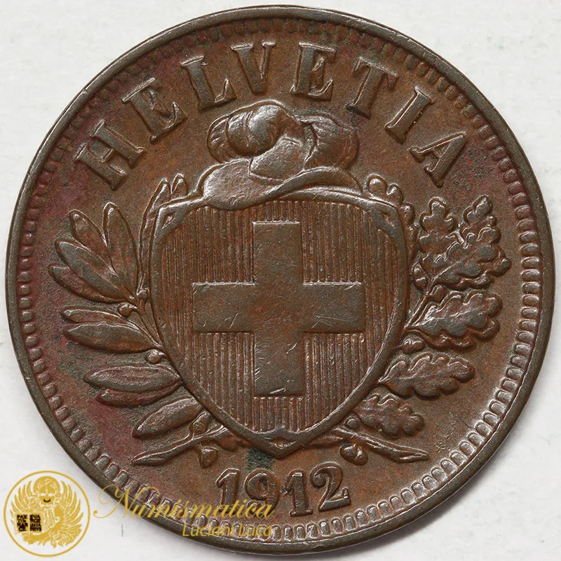 SVIZZERA 2 RAPPEN 1912 B croce stretta Spl #7631