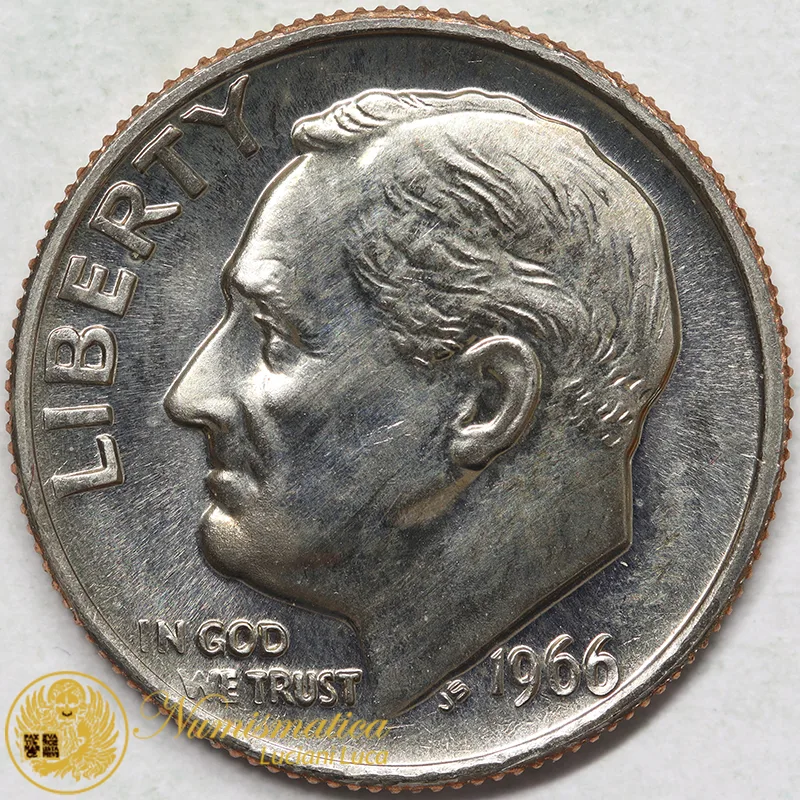 STATI UNITI 1 DIME 1966 Roosevelt Fdc #7648
