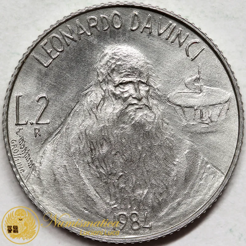 SAN MARINO 2 Lire 1984 Leonardo Da Vinci #7736