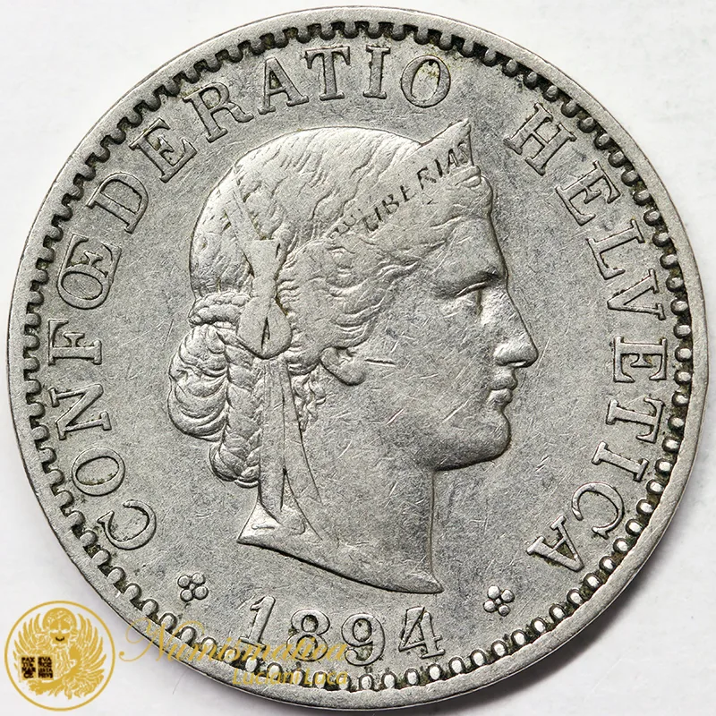 SVIZZERA 20 RAPPEN 1894 B nichel BB #7757