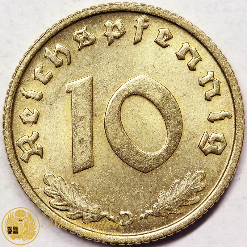 GERMANIA 10 REICHSPFENNIG 1938 D Q.Fdc #7823