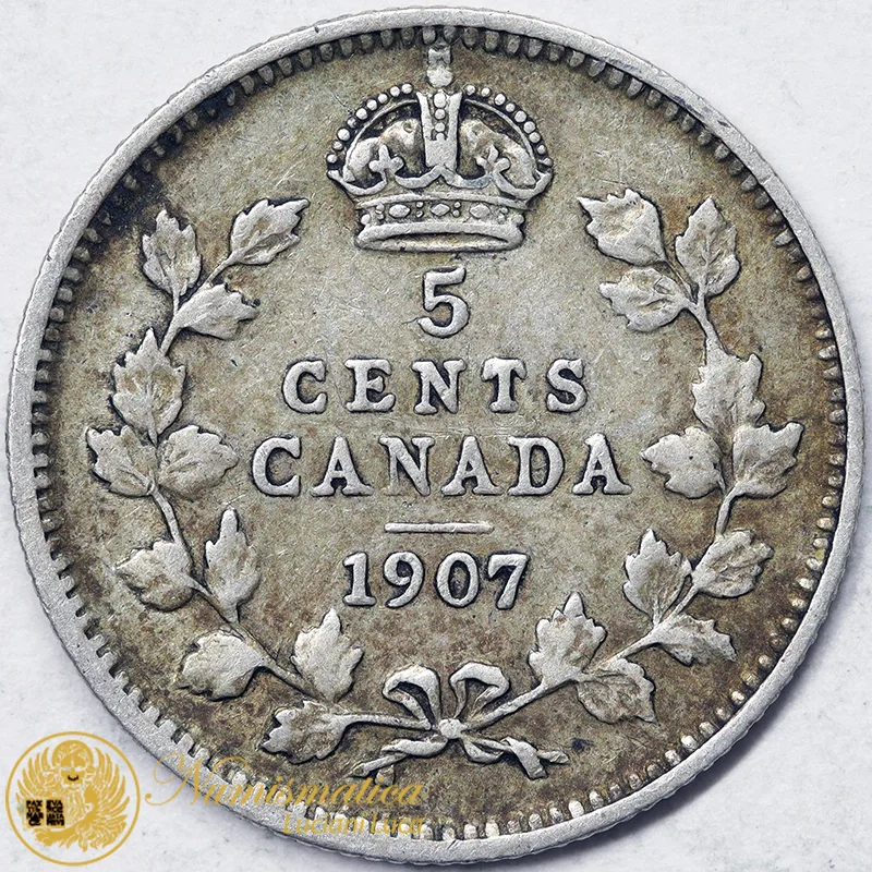 CANADA 5 Cents 1907 Edoardo VII argento #3748
