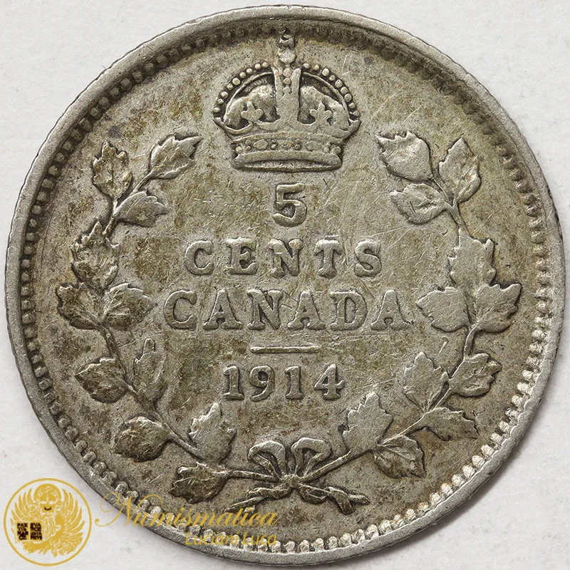 CANADA  5 Cents 1914 Giorgio V argento #3754