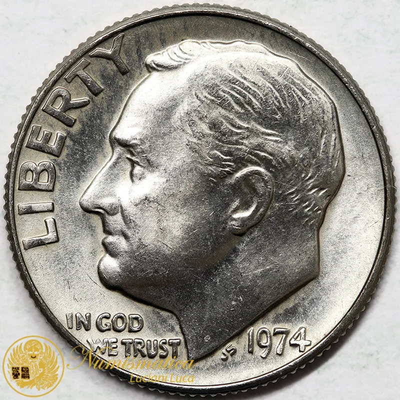 STATI UNITI 1 DIME 1974 ROOSEVELT FDC #7837