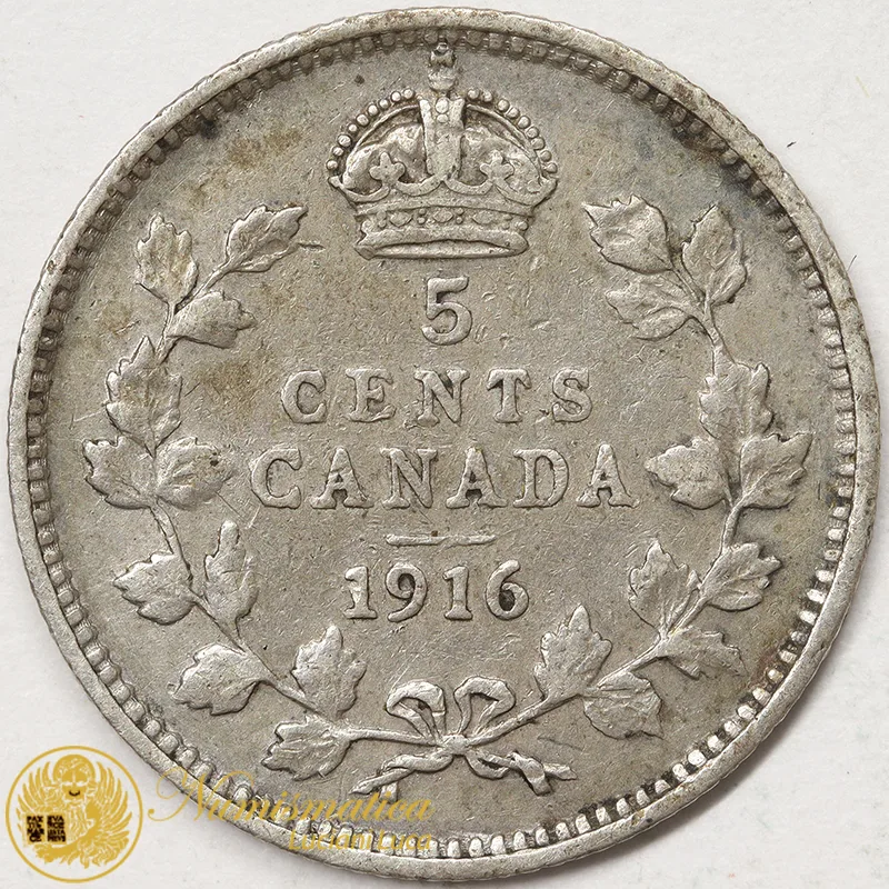 CANADA 5 Cents 1916 Giorgio V argento #3760