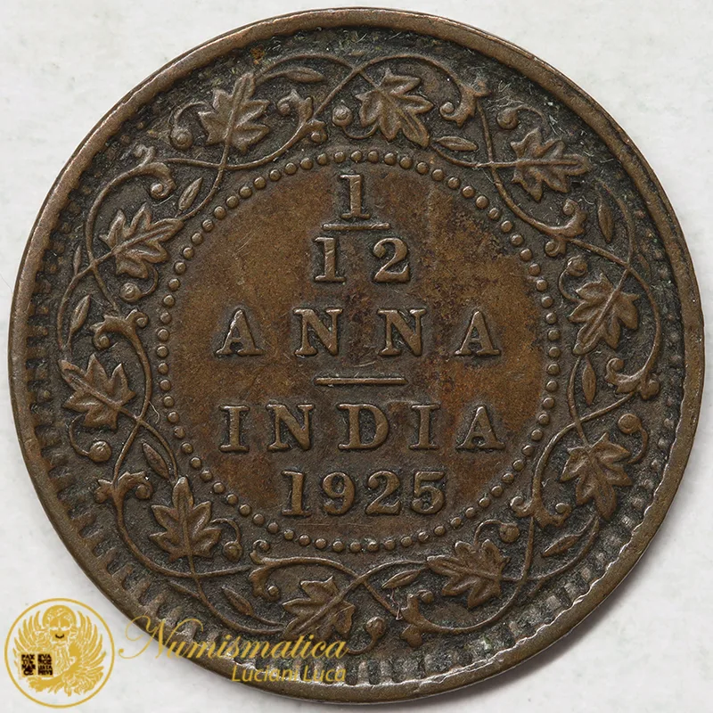 INDIA BRITANNICA 1/12 Anna 1925 Giorgio V BB #7843
