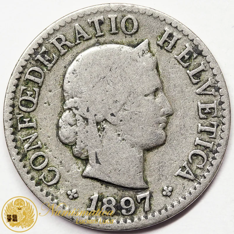SVIZZERA 5 RAPPEN 1897 B nichel MB #7889