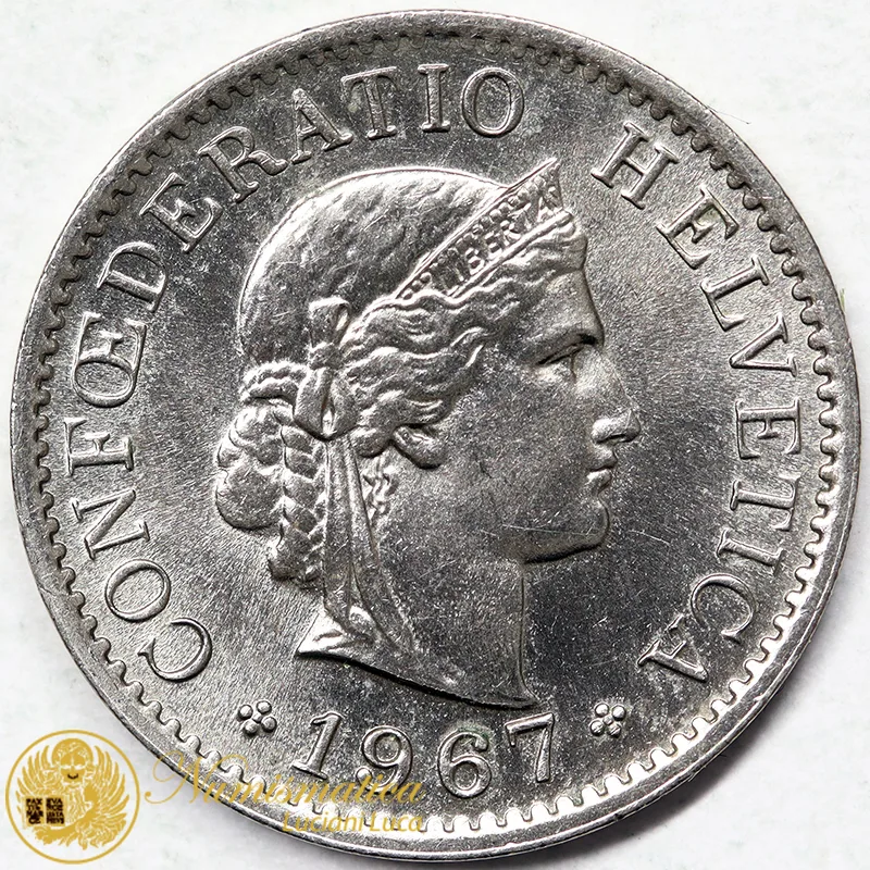 SVIZZERA 5 RAPPEN 1967 B Nichel Spl+ #7934