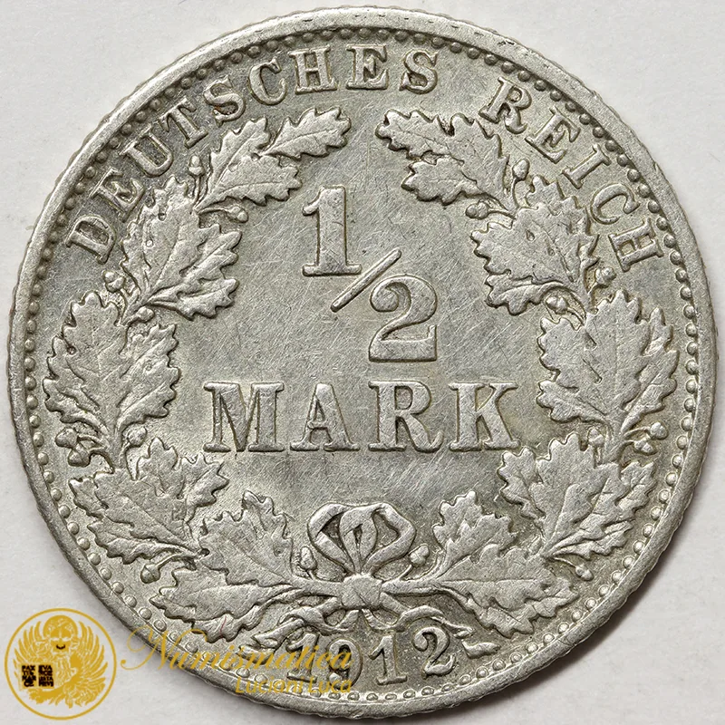 GERMANIA 1/2 MARK 1912 F argento #3816